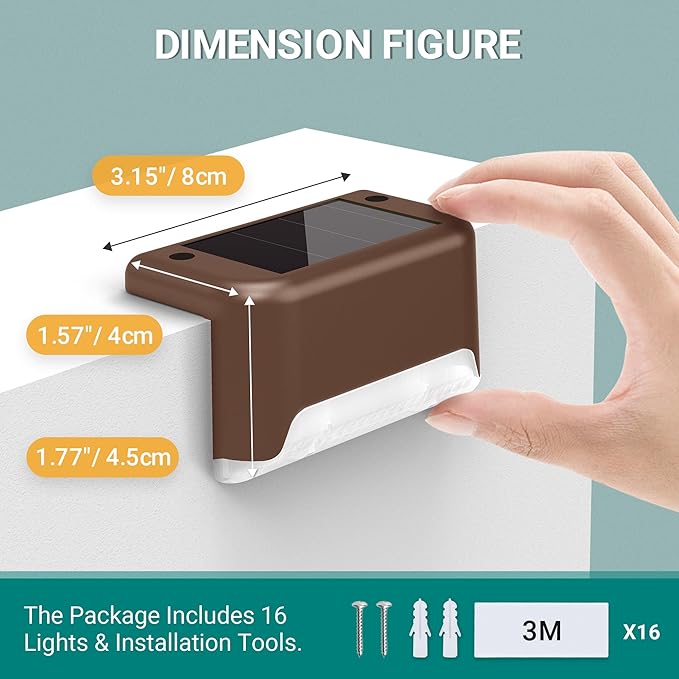 Solar Deck Lights Outdoor Waterproof 20Pack, Solar LED Step Lights Solar Powered Step Lights for Outside Stairs, Step, Fence, Yard, Patio, and Pathway(Warm White)