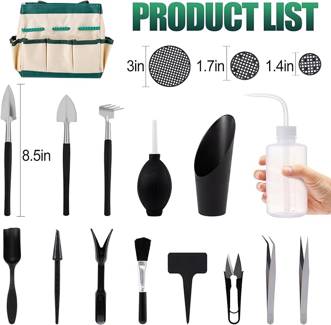 44 pcs Succulent Tool Set - 39.4" Indoor Plant Repotting Mat and 19 Pcs Mini Gardening Hand Tools Bag, Garden Plants Transplanting Supplies for Women Gardener Gifts Outdoor, Green