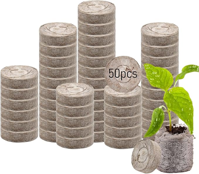 Legigo 50 Pcs 36mm Seed Starter Peat Pellets Pods for Seedlings- Compressed Seed Starting Pellets Seed Starter Pods Plugs Soil Peat Pods for Starting Seeds, Garden Planting Herb Flower Vegetables