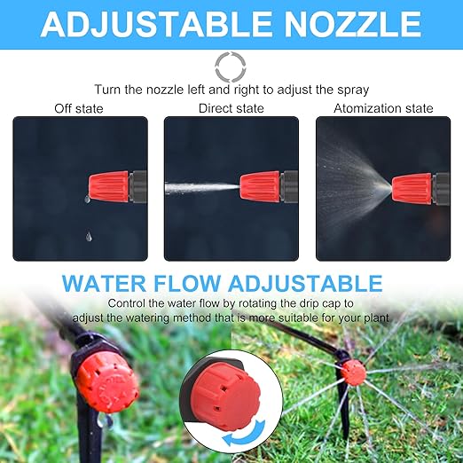 165FT Drip Irrigation System Kit, Greenhouse Irrigation System Patio Misting Plant Watering System, Yard, Lawn, Plant with 5/16 inch 1/4 inch Hose Distribution Tubing and Accessories