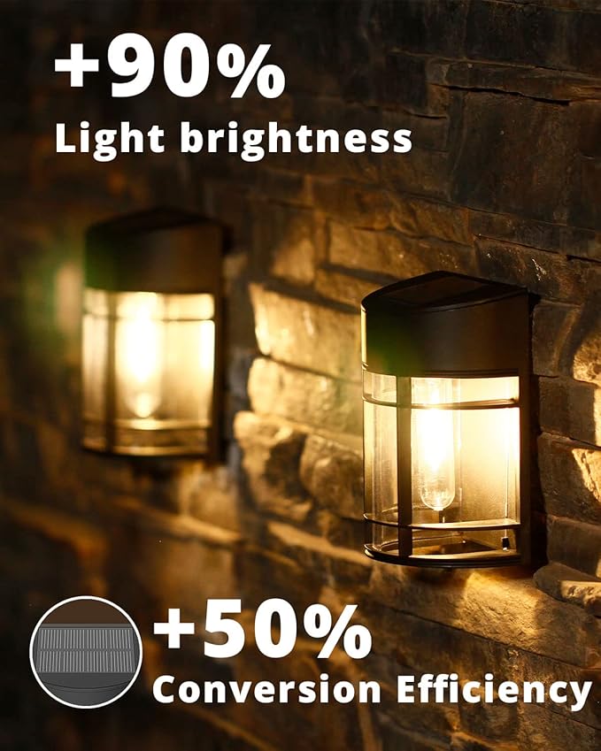 Solar Fence Lights, 8 Pack Deck Light Waterproof Solar Outdoor Lights for Garden Fence Post Backyard Decor, Brown