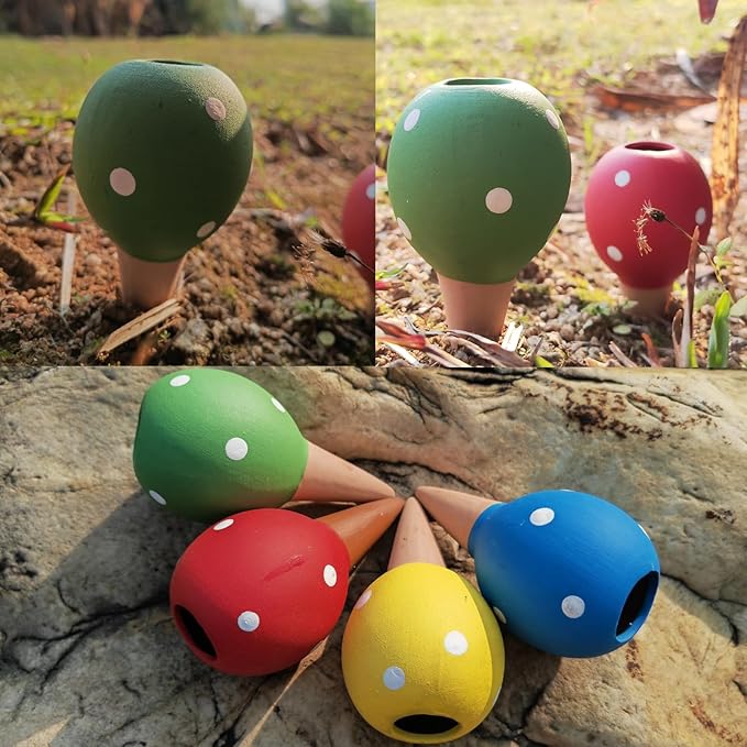 Self Watering Planter Insert Terracotta Watering Spikes Premium Plant Watering Devices Irrigation Dripper Self Watering Spikes Automatic Plant Accessories 4 Packs