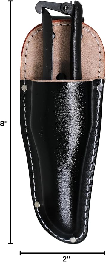 KAKURI Japanese Pruning Shears for Gardening Heavy Duty 8", Made in JAPAN, Professional Garden Bypass Pruners with Leather Sheath, Hand Forged Japanese Carbon Steel, Black