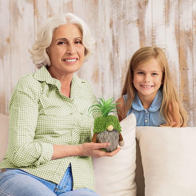 Upltowtme Succulent Gnomes Spring Green Plants Gnomes Swedish Plush Tiered Tray Decoration Tomte Doll Decor Cacti Nordic Dwarf Home Stuffed Gnomes Collection Garden Gift for Her Him Plant Lover