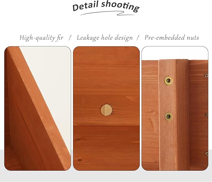 3-Tiers Wooden Raised Garden Bed,Wood Planter Box for Vegetable,Flower Rack,Flower Pot Stands,Indoor Outdoor Gardening Planting Beds (Brick red, Small)