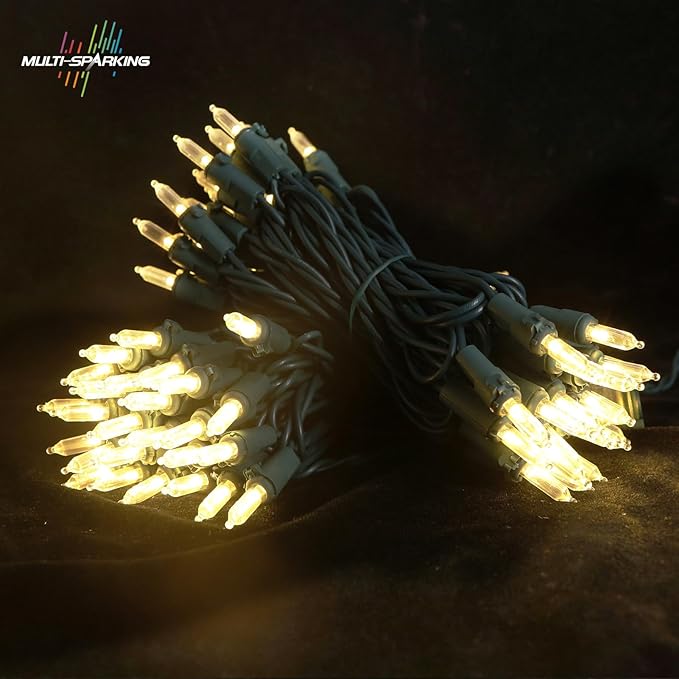 MULTI-SPARKING White Christmas LED Lights - 100 Count Warm White Holiday String Lights for Tree, Party, Wedding, Indoor and Outdoor Use, 33 Feet Green Wire, UL Certified, Connectable