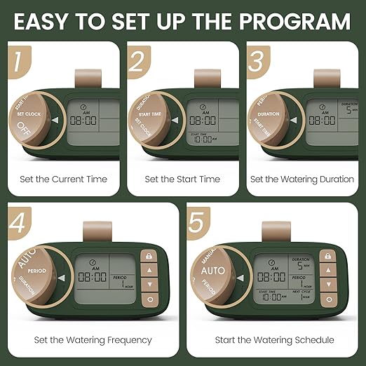 Automatic Watering System for 15 Potted Plants, DIY Plant Watering Devices,Drip Irrigation System with 30-Day Programmable Water Timer, LED Display and Power Supply