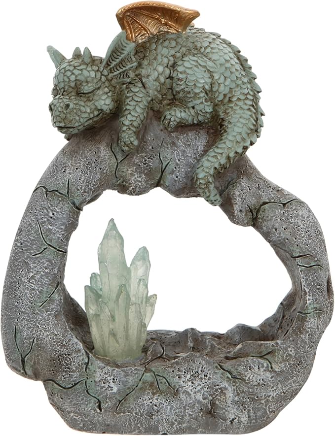 Solar Powered Dragon Statue ,Garden Decor with Crystal LED Lights Handmade Waterproof Resin Dinosaur Outdoor Patio Lawn Sculpture Perfect Christmas (Crystal Dragon)