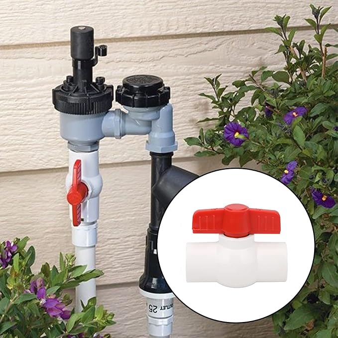 6Pcs 1/2" PVC Ball Valve Water Pipe Shut-off Valve Socket with Red T-Handle for Cold Water Supply lines, Irrigation Pipe fitting System(Socket x Socket), Schedule 40
