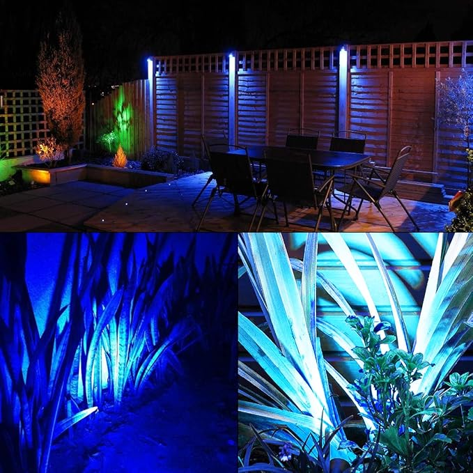 T-SUNUS Solar Spot Lights Blue - Outdoor Wall Lights with 9.8ft Cable, IP65 Waterproof, Separated Solar Panel for Yard, Driveway, Pathway, Pool, Tree, Patio Landscaping