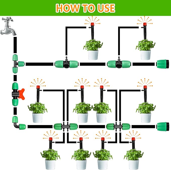 Drip Irrigation Fittings for 1/2 inch Tubing (0.60"-0.63" OD), 12 Pieces Barbed Elbow Drip Parts Locked Elbow Connectors, Drip Line Nuts Connectors for 1/2" Drip Irrigation Hose(Green)
