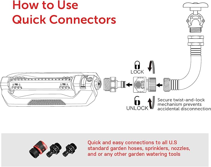 Eden 96212 Turbo Oscillating Sprinkler for Large Yard and Lawn W/Quick Connector Starter Set 96212 Covers up to 4,499 sq. ft.