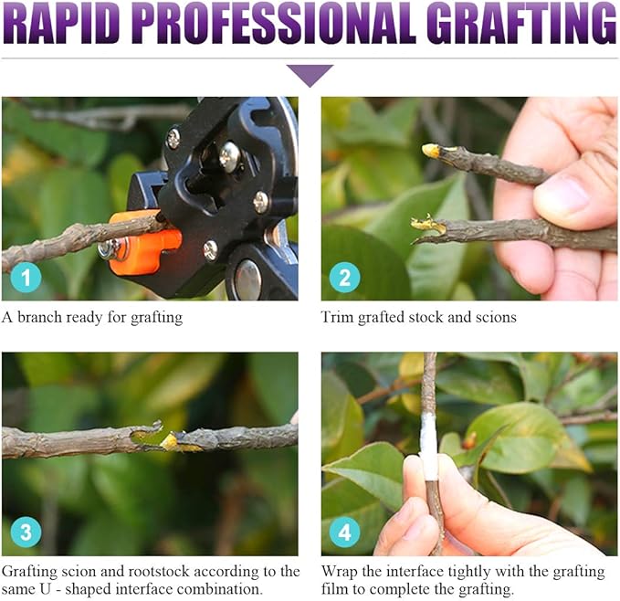 Swpeet 190Pcs 2-in-1 Garden Grafting Tools Kit, Including Garden Pruning Tools with 3 Extra Blades Grafting Tapes Rubber Bands Garden Gloves and Grafting Gardening Knife for Plant Branch Cutting