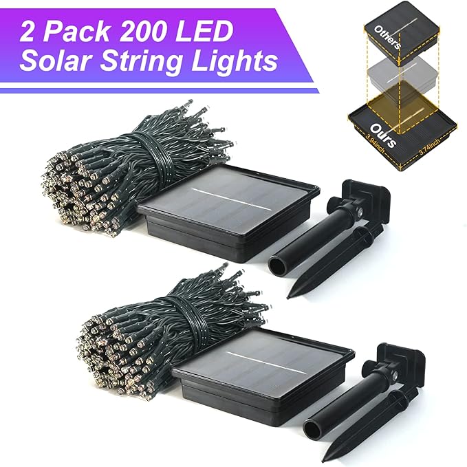 JMEXSUSS 2 Pack Purple Solar Christmas Lights, Total 400 LED 151FT Purple Solar Lights Outdoor Waterproof, 8 Modes Purple Christmas Lights for Outside Patio Yard Halloween Tree Christmas Decorations