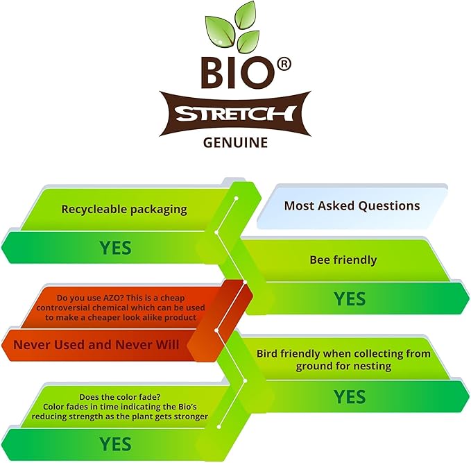 Soft Garden Plant Ties for Indoor & Outdoor Plants - Strong & Stretchy Cut-to-Length Plant Tape for Climbing Plants, Tomato Vines & Home Gardening (65 ft / 20M)