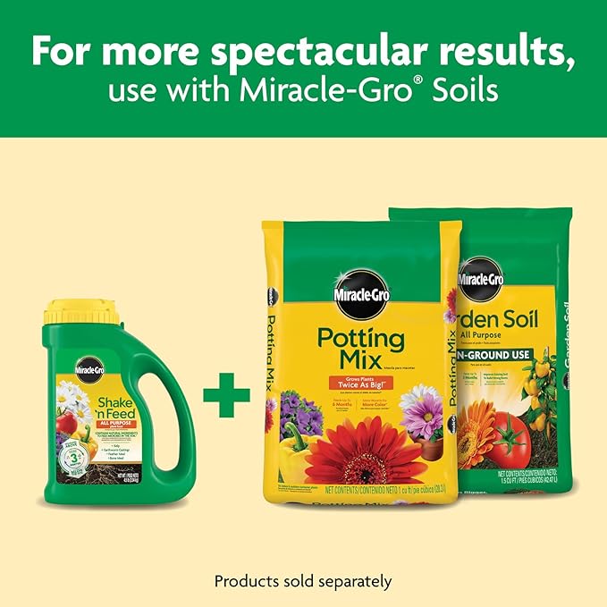 Miracle-Gro Shake 'N Feed All Purpose Plant Food, For In-Ground and Container Plants, Feeds for up to 3 Months, 4.5 lbs.
