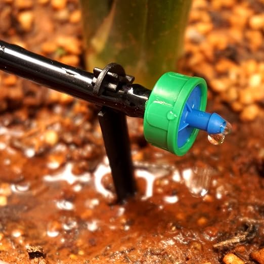 0.5 GPH Drip Irrigation Emitters Pressure Compensating Drippers Constant Flow Heads Parts Garden Flower Pots Plants Systems Dig Kit for 1/4 Inch Watering Tubing Line 50-Pack, 1/2 GPH