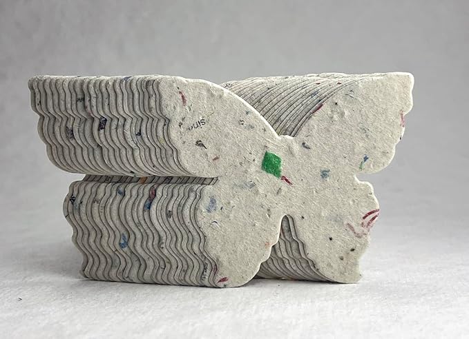 Of The Earth Handmade Paper - Wildflower Seed Paper Butterfly Shape - Large 3" - Set of 24 (47s Junk Mail)