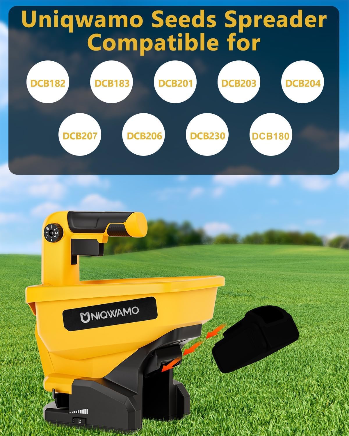 Handheld Power Spreader Compatible for Dewalt 20V/60V Li-ion Battery, Available Year-Round, Grass Seeds, Rock Salt (Battery not Included)