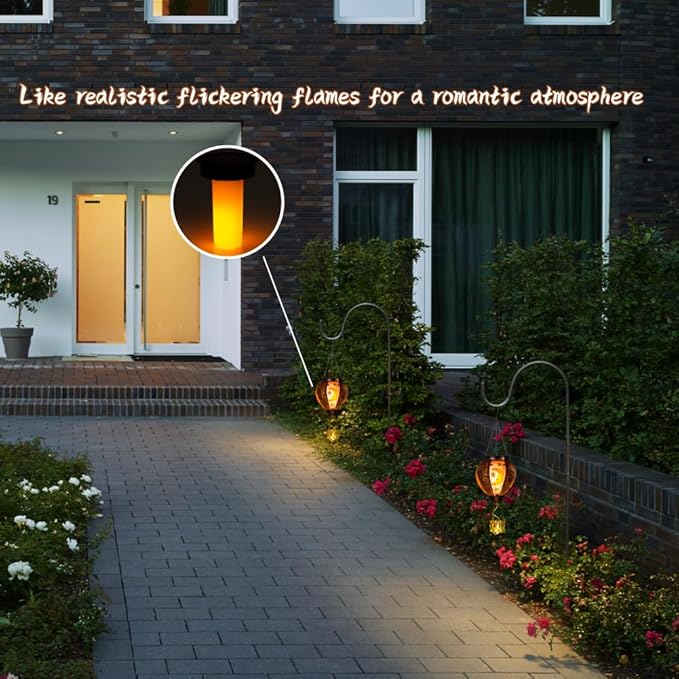 Solar Hot Air Balloon Lantern with Flame Flickering LED Metal Star Moon Hot Air Balloon Solar Lantern Outdoor Waterproof Hanging Outdoor Light for Garden,Yard,Porch Mother Day Gift for Women