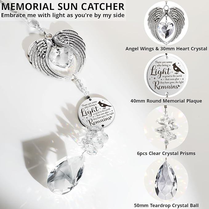 Sympathy Gifts for Loss of Loved One Mom Dad Daughter Son, Unique Memorial Gifts Crystal Suncatcher Bereavement Gift Idea - Grief Condolence Sorry for Your Loss Funeral, Miscarriage Gifts for Mothers
