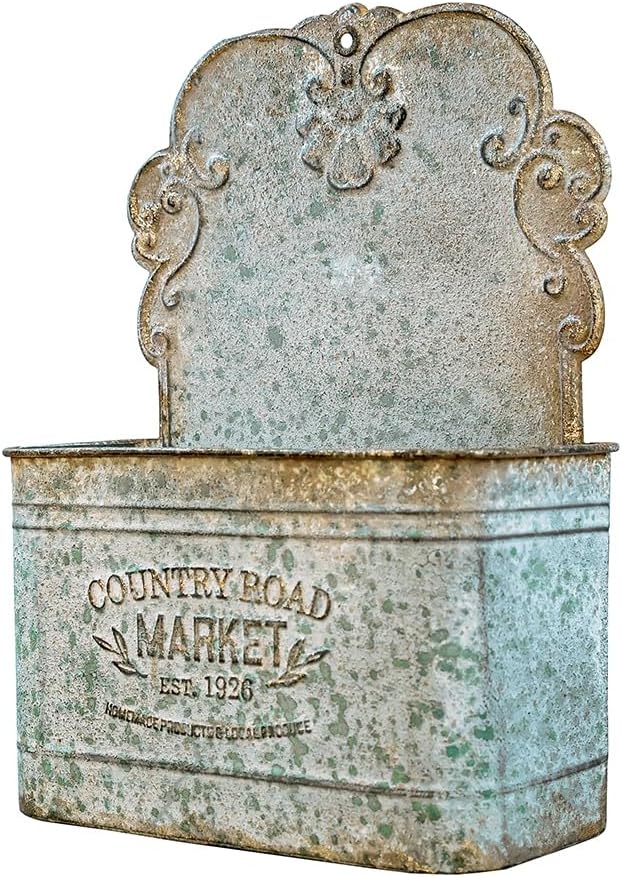 All Chic Metal Wall Planter Wall Mount Planter Wall Metal Hanging Planter Wall Vases for Flowers Planters for Outdoor Plants for Farmhouse Wall Decor (Rustic)