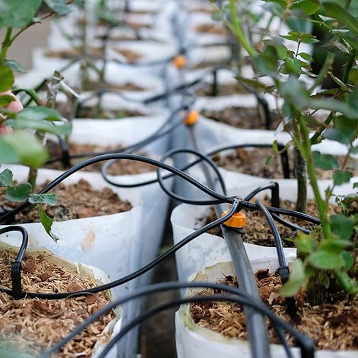 Yaomiao 984 ft Drip Irrigation Hose 1/4 Inch Blank Distribution Tubing Drip Irrigation Drip Line Watering Drip Automatic Irrigation Equipment Set for Garden Flower Bed Greenhouse Flower (Black)