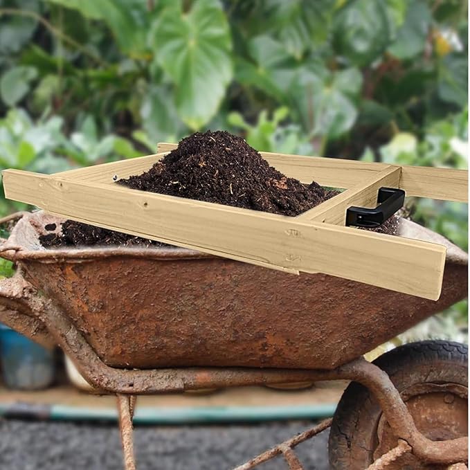 Sifter for Garden, 2Pcs Hand Held Multi-Purpose Stainless Compost Soil Screen Dirt Cedar Stainless Garden Sifter Sieve for Compost, Sand Rocks Dirt and Potting Soil(2/5"+1/4")