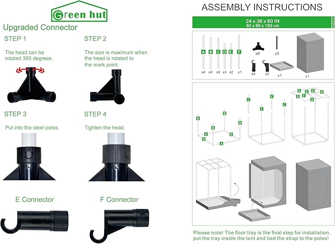 24"x36"x60"Grow Tent for Plants Mylar Hydroponic Grow Tents Indoor Grow Room for Plant Fruit Flower Veg with Removable Waterproof Floor Tray