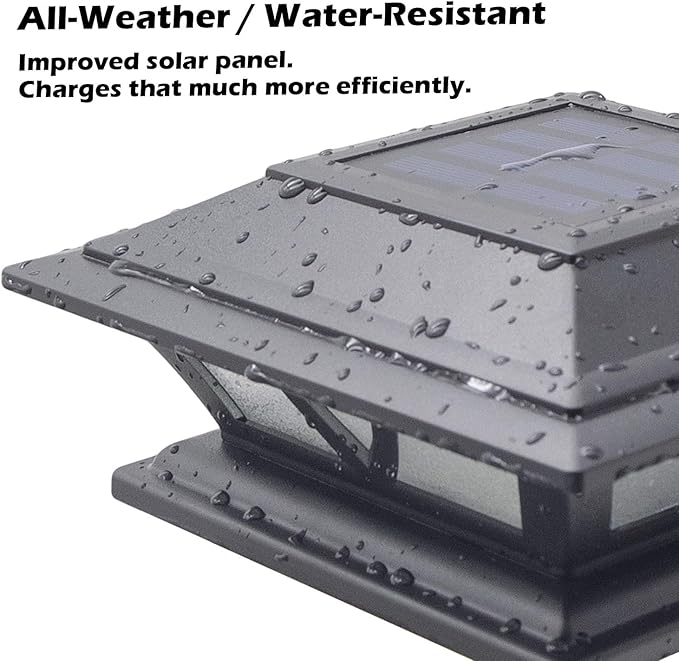 SIEDiNLAR Solar Post Lights Outdoor 2 Modes LED Deck Fence Cap Light for 4x4 5x5 6x6 Posts Patio Garden Decoration Warm White/Cool White Lighting Black (6 Pack)