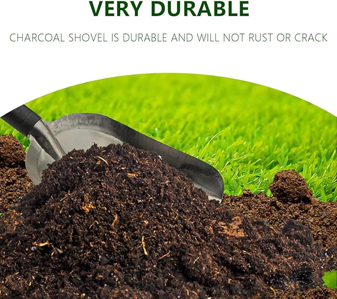 Soil Scoop Stainless Steel Transplanter Trowel Bend Proof Garden Tools Loose Multi Function Shovel Coal Shovel with Comfort Soft Non Slip Handle Garden Gift for Fertilizer, Transplanting, Digging