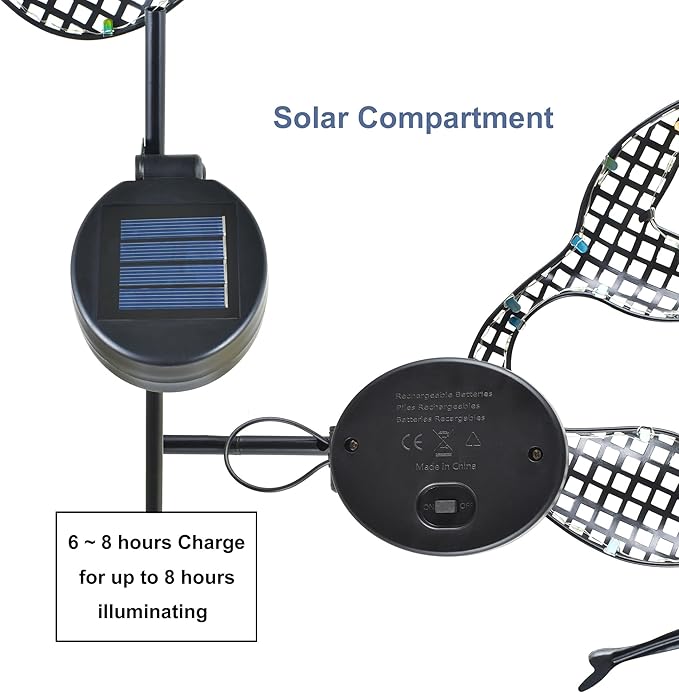 ARTER Solar Mermaid Garden Stake Light, Blue Nautical Ocean Themed Outdoor Waterproof Solar Yard Light with 3.6 Feet 22 LED Fairy Lights for Pathway Patio Lawn Poolside, 37 Inches Tall (Pack of 1)