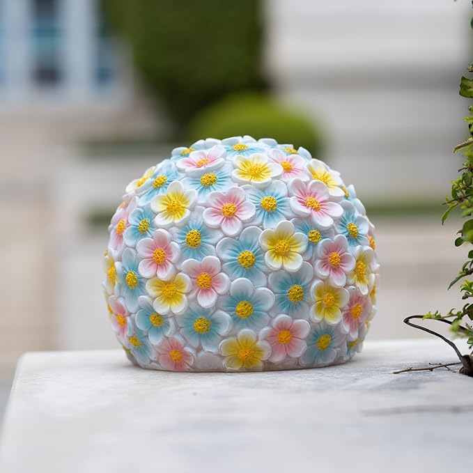 Garden Solar Lights Outdoor Decorative,Colored Resin Flower Solar Globe Lights,Upgraded Waterproof Multicolor Ball Lights for Yard Pathway Patio Lawn Outside Decor