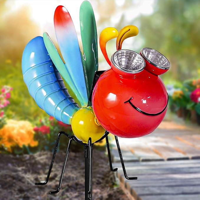 Dragonfly Garden Decor - Shefio Metal Yard Art Specializes In Products That Enhance Outdoor Spaces - Creates A Magical Garden Ambiance - Whimsical Garden Decor