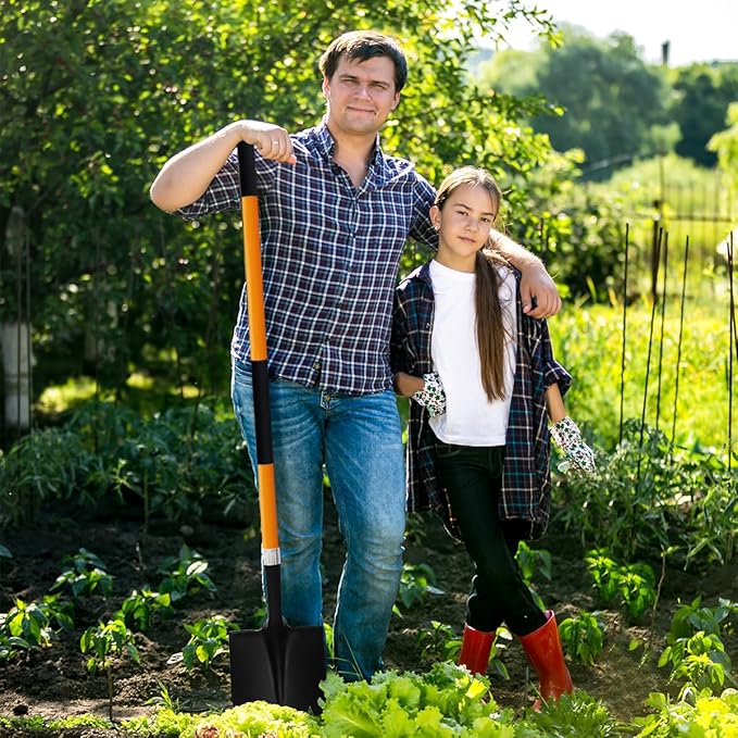 Shovel for Digging, Heavy Duty Shovel for Gardening, Metal Spade Shovel for Digging with Fiberglass Handle, 56 Inches