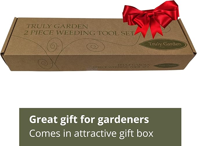 Weed Puller and Patio Paver Weeding Tool Set - Two Classic, Heavy Duty, Stainless Steel Weeding Tools with Beautiful Wooden Handles - by Truly Garden