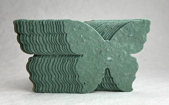 Of The Earth Handmade Paper - Wildflower Seed Paper Butterfly Shape - Large 3" - Set of 24 (14s Green Lotka)