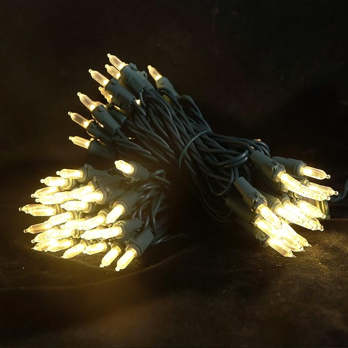 MULTI-SPARKING White Christmas LED Lights - 2 Pack 100 Count Warm White Holiday String Lights for Tree, Party, Wedding, Indoor and Outdoor Use, 2 Sets 33 Feet Green Wire, UL Certified, Connectable