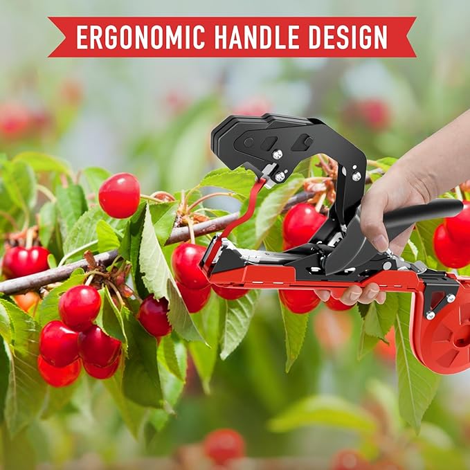 Plant Tying Machine, Upgraded Lightweight Plant Tape Gun to Tie Up Vine Quickly, Plant Tapener Tying Tool for Garden. Plant Tying Tool with 1 Blade 10000 Pcs Staples 20 Rolls Tape and 1 Glove (Red)