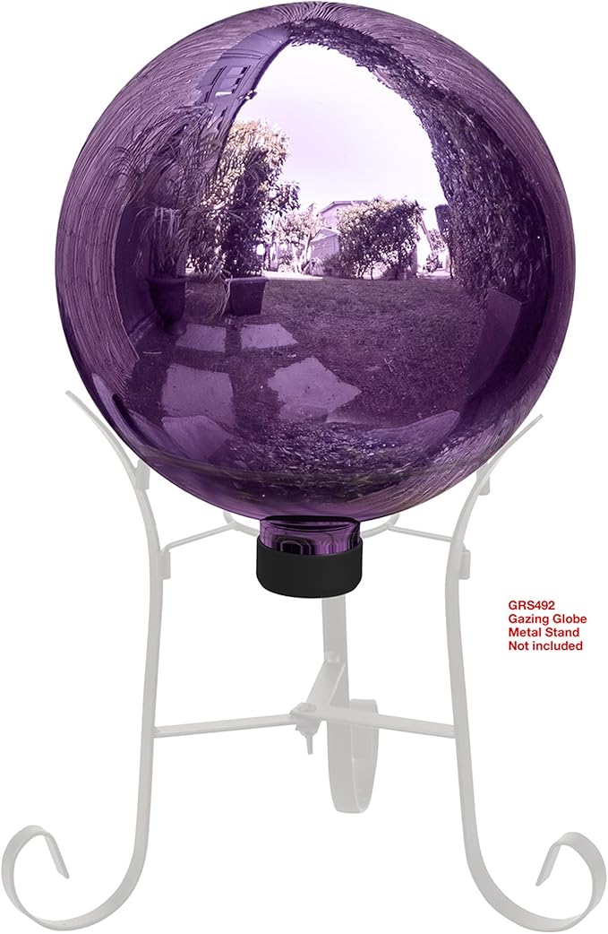 Alpine Corporation 10" Diameter Indoor/Outdoor Glass Gazing Globe Festive Yard Décor, Purple