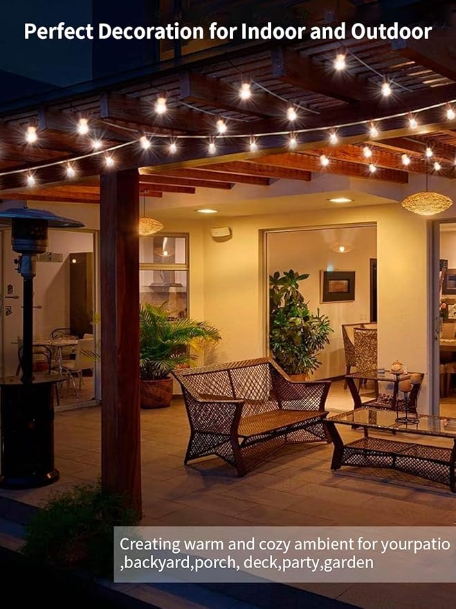 2 Pack 27Ft Led Outdoor String Lights,UL Listed Commercial Light String, S14 Edison Shatterproof Bulbs,for Patio Backyard Cafe Porch Garden Bistro Party Wedding Decoration
