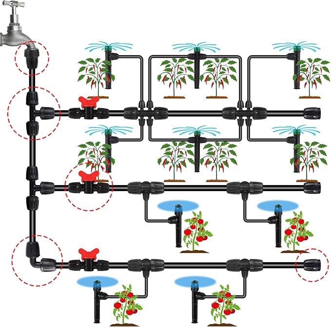 12pc 1/2 inch Irrigation Fittings Tee Connectors,Anti-Drop Lock Barbed Tee Connectors for (1/2" ID x0.6-0.63" OD) Drip Tubing Drip Irrigation Fittings