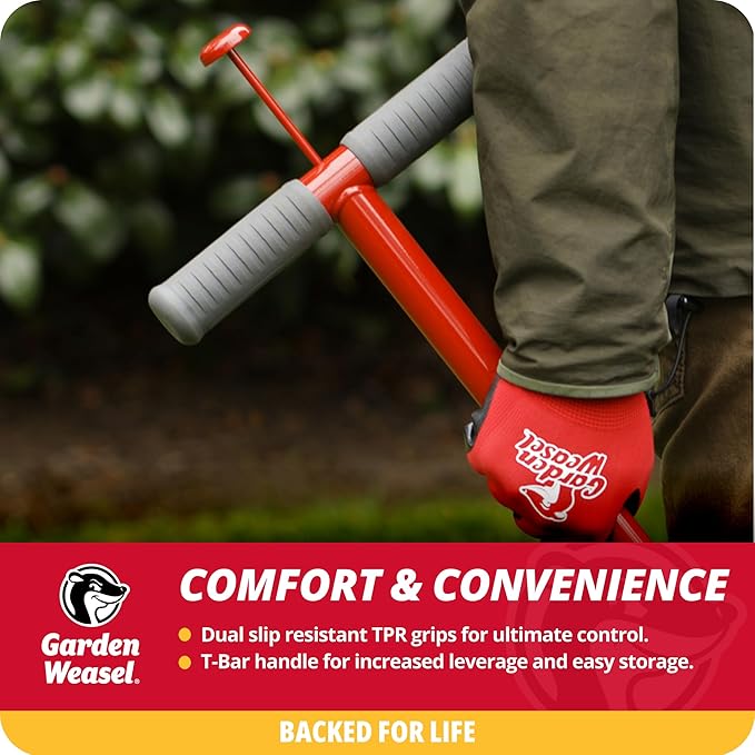 Garden Weasel WeedPopper Step & Twist - Long Handle | Easy Weeding and Puller Stand Up Tool | Dandelion and Crabgrass Remover, Heavy Duty Lawn Care | 95204