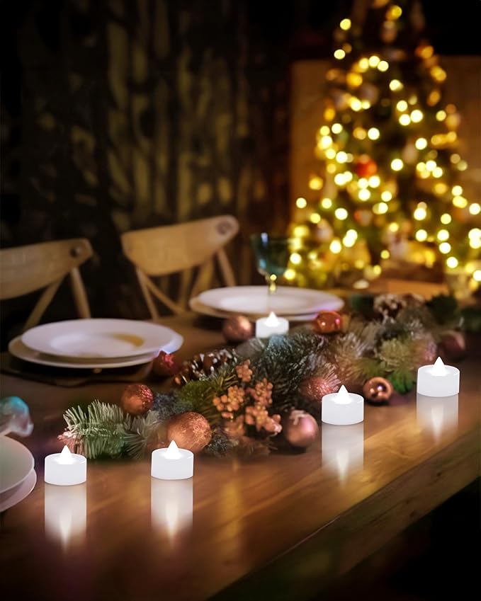 BEICHI Flameless Candles, 24Pack Battery Operated Candles, LED Tea Lights Candles Battery Operated, Flickering Fake Candles for Wedding Halloween Christmas Diwali- Pure White Light