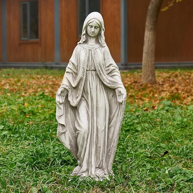 Virgin Mary Statue, Outdoor Garden Religious Decorations, Outdoor Mother Mary Statue, Garden Sculptures & Statues for Home Yard Patio Lawn Deck Hallway