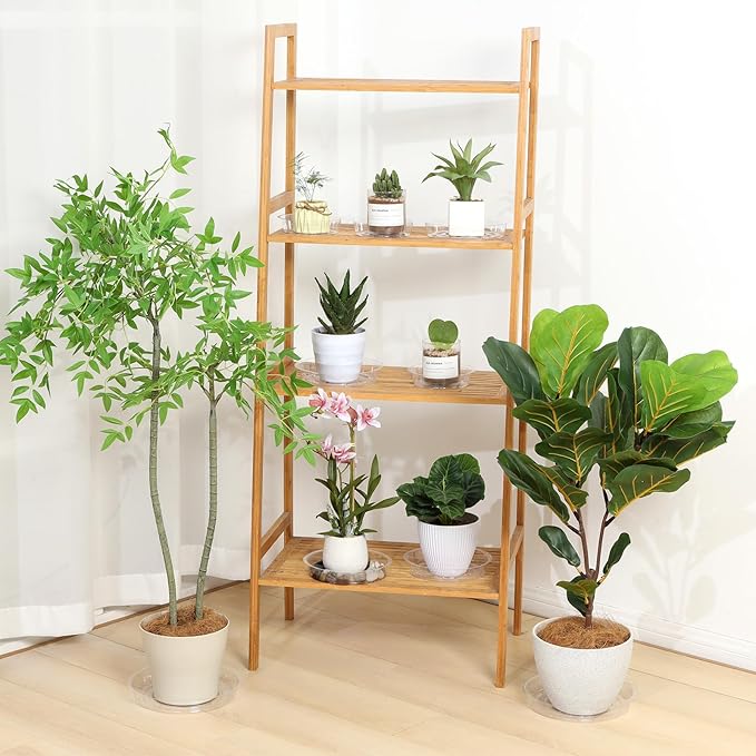 JERIA 8 Inch 20 Pack Clear Plant Saucers,Plastic Flower Pot Trays,Round Durable Plant Drip Trays for Indoor and Outdoor