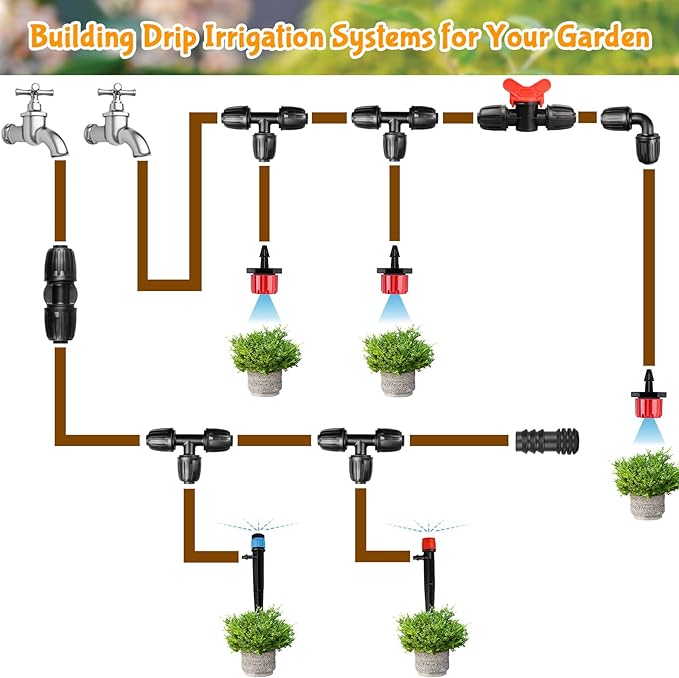 8 Pack Drip Irrigation Valve for 1/2 Inch Drip Tubing (1/2" ID x 0.65" OD):1/2'' In-line Locked Barbed Ball Valve Drip Line Shut Off Valve Parts In Irrigation System for Garden