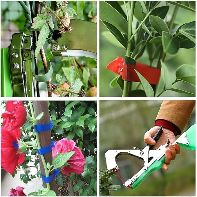 Plant Tying Machine Tomato Tape Tool with 21 Rolls of Tape and 1 Box of Staple for Garden Vegetable Grape Cucumber Pepper