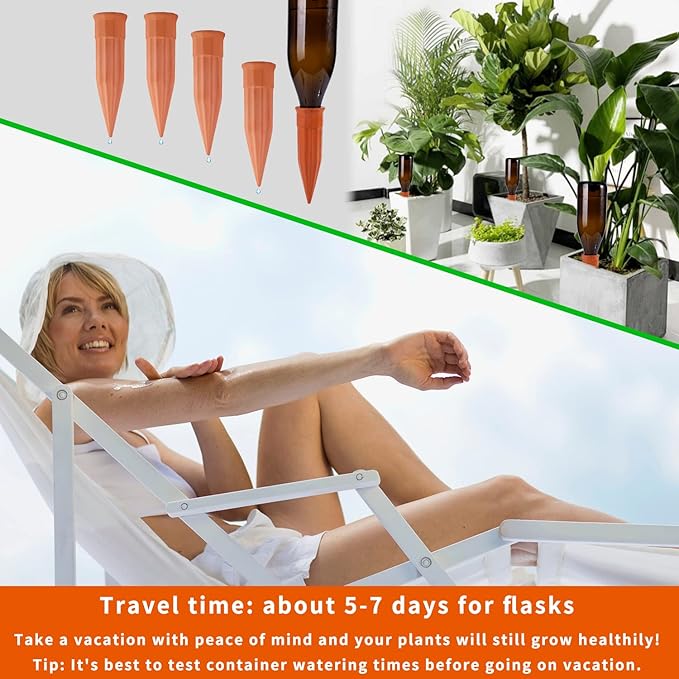 Self Watering Spikes -4 Pack Terracotta Plant Watering Stakes Devices Vacation Self-Watering Stakes for Indoor/Outdoor Plants