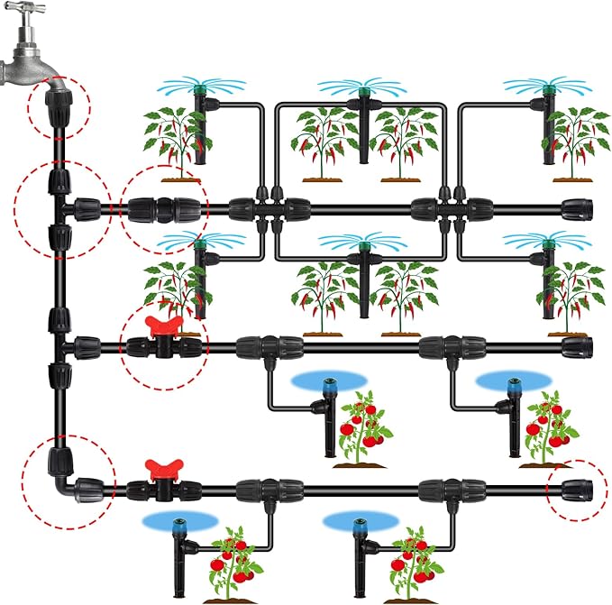 8pc 1/2 inch Irrigation Fittings ANTI-DROP Drip Irrigation Valve,Lock Barbed Valve For (1/2" ID x0.6-0.63" OD) Drip Tubing Anti-Drop Drip Irrigation Fittings